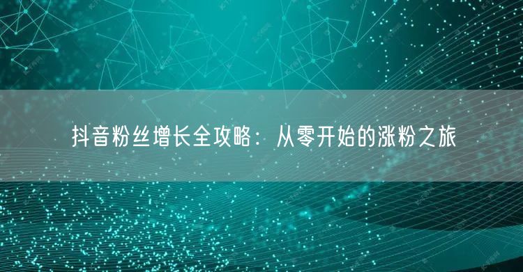 抖音粉丝增长全攻略：从零开始的涨粉之旅