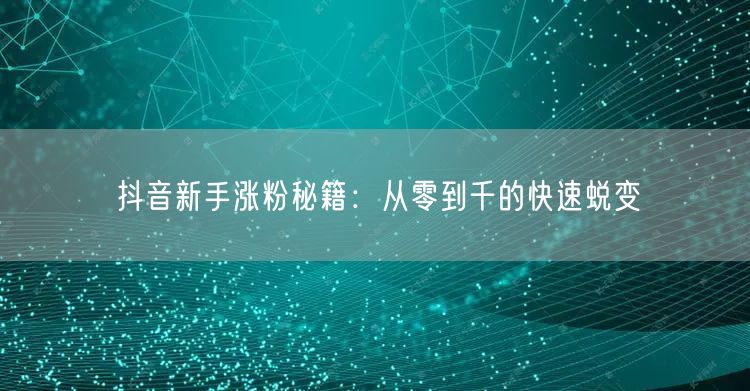 抖音新手涨粉秘籍：从零到千的快速蜕变
