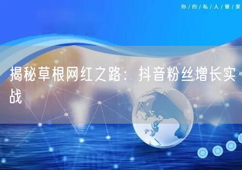 揭秘草根网红之路：抖音粉丝增长实战